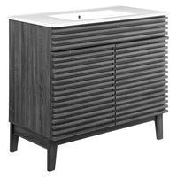 Modway - Render 36" Vanette de salle de bain - Blanc charbon-Vanité moderne du milieu du siècle