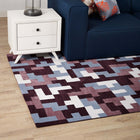 Modway - Andela Mosaïque de blocs imbriqués Tapis de comédie 8 pi l x 10 pi L - Rouge multicolore et bleu clair-Protéger les planchers de la circulation ou des meubles