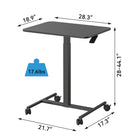 ShoppingAll - Chariot pour ordinateur portable à hauteur réglable pneumatique assis-debout - Noir-BUREAU MOBILE SUR ROULETTES: Déplacement Fluide Grâce À Quatre Roulettes, Dont Deux Équipées D’Un Mécanisme De Verrouillage.