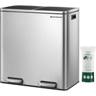 Boutique Home - Poubelle avec 2 poubelles séparées de 8 gallons (30 L) et pédale-Couleur : Argent, Noir