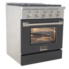 Kucht - 30 po Série KNG Cuisinière Pro Style au gaz naturel - Acier inoxydable/Gris ciment-Les brûleurs étanches facilitent le nettoyage de la cuisinière