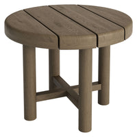 Modway - Eleni Rond de 20 po Terrasse extérieure Bois de teck Table d’appoint - Teck gris usé-Table ronde de 20 pouces
