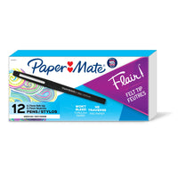 PaperMate - Stylos-feutres Flair – 0,7 mm – noir – paquet de 12-Parfaits pour corriger documents et dissertations
