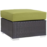Modway - Convene Terrasse extérieure Tissu Carré ottoman in Espresso Peridot-Tissage en rotin synthétique