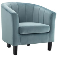 Modway - Prospect Chenal Touffé Performance Velvet Fauteuil - Bleu clair-Fauteuil moderne à dossier de baril