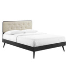 Modway - Bridgette Bois Lit à plateforme queen avec pieds écartés, Noir beige-Cadre de lit plateforme Queen