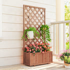 Outsunny - jardinière surélevée - 2,4 x 1 x 4,9 pi - orange-Le panneau arrière en treillis offre beaucoup d’espace de croissance pour les plantes, comme les raisins, les plantes grimpantes, etc.
