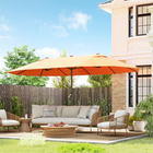 Outsunny - Parasol de patio extra-large double face avec double auvent et manivelle - 15 pi - orange-Grand parapluie à double toit de 8,7 pi de diamètre et 7,8 pi de hauteur pour une large protection contre le soleil