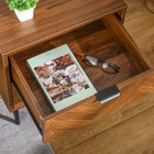 HOMCOM - Table de chevet avec 2 tiroirs - noyer brun-Motif en chevrons de couleur noyer brun pour une touche chic, parfait pour votre chambre, bureau, salon