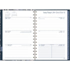 Mead - Agenda hebdomadaire/mensuel Caprice floral 2026 - 8-1/2 po H x 5 1/2 po l - bleu - bilingue-Une semaine sur deux pages comprenant un espace de planification pour chaque jour afin de noter des rappels, ainsi qu'un calendrier de référence du mois actuel et futur
