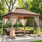 Outsunny - Pavillon de patio 10 pi l x 10 pi L - auvent de pavillon d’extérieur - brun foncé-La housse en polyester est imperméable et protégée contre les UV pour offrir une protection complète