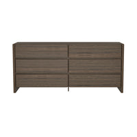 Manhattan Comfort - Linda 72" Moderne Commode Double à 6 Tiroirs - Noyer Brun-Commode double moderne pour chambre et salon