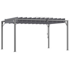 Outsunny - Pergola d’extérieur à lames orientables 12,8 pi l x 9,7 pi L avec toit rétractable - gris-La pergola offre un espace généreux pour les rassemblements et la détente