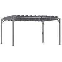 Outsunny - Pergola d’extérieur à lames orientables 12,8 pi l x 9,7 pi L avec toit rétractable - gris-La pergola offre un espace généreux pour les rassemblements et la détente