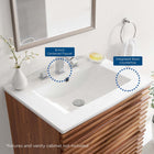 Modway - Cayman 24" Lavabo de salle de bain in Blanc-Trous de robinet centraux de 8 pouces