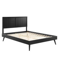 Modway - Alana Bois Lit à plateforme complet avec pieds écartés, Noir-Cadre complet de plate-forme