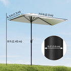 Outsunny - Parasol de patio demi-lune avec 5 baleines - 8 pi - blanc crème-Installation et démontage pratiques avec la manivelle