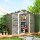 Outsunny - Remise de jardin extérieure 7,5 pi x 6,5 pi, avec doubles portes, gris clair-Toit en pente pour éviter l'accumulation d'eau et de neige 
