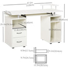 HOMCOM - Bureau d'ordinateur avec plateau pour clavier - 47,2 po L x 21,7 po l x 33,5 po H - blanc-2 trous dans chaque armoire pour un accès facile aux câbles et une gestion des fils