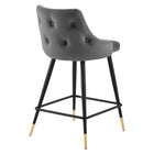Modway - Adorn Performance Velvet Tabouret de comptoir - Gris-Rembourrage en mousse dense