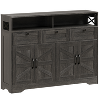 HOMCOM - bahut buffet de style ferme 47 po avec portes de grange et étagères de rangement - brun foncé-Deux armoires, trois tiroirs et deux étagères ouvertes permettent d’organiser facilement les objets