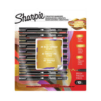 Sharpie - Marqueurs créatifs - Pointe Ronde - métalliques - paquet de 10-Marqueurs créatifs avec une encre semblable à de la peinture qui ne passe pas à travers le papier