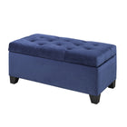 Brassex - Landon Ottoman de rangement capitonné - bleu marine-Espace de rangement intérieur spacieux