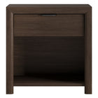Hudson&Canal - Table de chevet rectangulaire Clara - 24 po l - Chêne brun-Il est doté d'un tiroir à glissières douces et d'un espace de rangement ouvert à compartiments