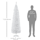 HOMCOM - Sapin de Noël artificiel 7' mince - décoration de fête - blanc-Sûr et stable avec une base en plastique solide et durable pour le support 
