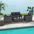 Outsunny - Ensemble de meubles de patio de 4 pièces, gris-Housses de coussin en tissu polyester résistant à l'eau pour un nettoyage facile