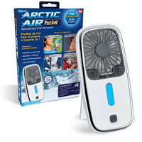 Arctic Air - Petit ventilateur portable de poche avec 3 vitesses réglables-Refroidisseur d’air personnel puissant: mini ventilateur de poche 3 vitesses avec jets d’air et technologie hydro chill pour transformer l’air chaud et sec en brise plus fraîche