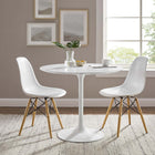 Modway - Lippa Rond de 36 po Bois Table à manger, Blanc-Socle métallique résistant aux éclats