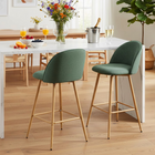 Homy Casa - Tabourets de Bar 26'' avec Siège Tissu Vert - Paquet de 2-Look Élégant : Le siège en tissu vert rembourré ajoute une touche de couleur et d'élégance moderne