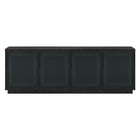 Hudson&Canal - Meuble TV Pryce pour téléviseurs jusqu'à 78" - Grain noir/Rotin noir-Un design du milieu du siècle peut accueillir des téléviseurs jusqu'à 78 pouces pour votre espace de divertissement