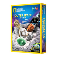 National Geographic - Coffret de Fouille Thématique sur l’Espace-Contient de véritables spécimens inspirés de l’espace : météorite, roche volcanique et or des fous