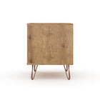 Manhattan Comfort - Rockefeller Table de Nuit 1 Tiroir Style Mid-Century Modern 51 cm - Naturel et Gris Texturé - Lot de 2-10