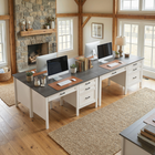 HOMCOM - bureau exécutif style ferme 54 po avec tiroir pour dossiers - grain de bois blanc-La surface facile à nettoyer simplifie votre routine d’entretien quotidienne