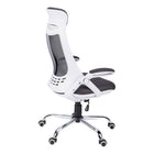 Monarch Specialties - 7269 Chaise De Bureau Dossier Haute Exec  - Blanc/Meche Gris-Le dossier incurvé de conception ergonomique, haut et large, offre un soutien supérieur, tandis que l'appui-tête, les accoudoirs rabattables et le large et profond siège sont tous généreusement rembourrés pour offrir un confort maximal.