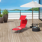 Outsunny - Chaise longue d’extérieur - chaise longue pliante réglable - rouge-Fabriqué avec une structure de soutien en métal robuste et une toile Oxford pour une construction solide