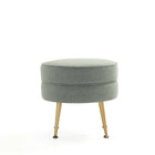 Manhattan Comfort - Bailey pouf capitonné moderne du milieu du siècle de 18,11" en mélange de polyester - vert sauge avec pieds dorés-18,11 po L x 22 po l x 17,32 po H
