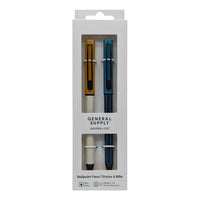 General Supply Goods + Co - Stylo à bille vissable - 1,0 mm - bleu - solides - paquet de 2  -Stylo à bille