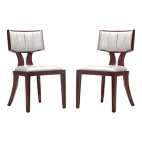 Manhattan Comfort - Lot de 2 chaises de salle à manger traditionnelles Pulitzer 46 cm, revêtement similicuir, argent et noyer-Chaise de salle à manger traditionnelle pour usage en salle à manger lot de 2