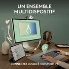 Logitech - Slim Bluetooth Combo, clavier et souris sans fil - Blanc-Connectez 3 dispositifs: connectez jusqu'à 3 dispositifs sans fil via Bluetooth sur divers systèmes d'exploitation et passez de l'un à l'autre avec le bouton Easy-Switch.