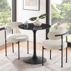 Modway - Lippa Rond de 28 po Faux marbre Table à manger, Noir-Socle métallique résistant aux éclats