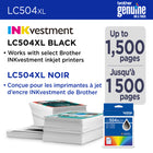 Brother - LC504XLBKS Cartouche d’encre noire authentique à haut rendement-Les cartouches d’encre noire à haut rendement LC504XLBKS authentiques de Brother offrent des résultats fiables et constants