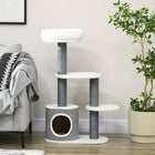 PawHut - Arbre à chat, tour multi-niveaux avec poteaux à griffer, condo - blanc-Recouvert de peluche douce et chaude, facile à nettoyer 