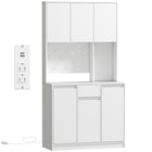 HOMCOM - Armoire 71 po avec station de recharge - blanc-Cinq armoires fermées et un tiroir offrent un grand espace de rangement 