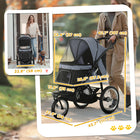 PawHut - Poussette pour animaux, poussette pliable pour chien à 3 grandes roues - noir-Facile à plier grâce au système de pliage par bouton, avec espace de rangement inclus 