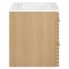 Modway - Render Support mural de 24" Vanette de salle de bain - Oak White-Tiroirs à extension complète