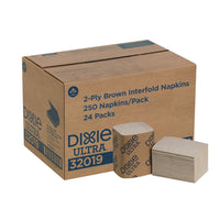 Georgia-Pacific Dixie Ultra Interfold Serviette gaufré à 2 épaisseurs - Paquet de 24-Serviettes distributrices entrepliées brunes pour une variété d'utilisations dans votre entreprise